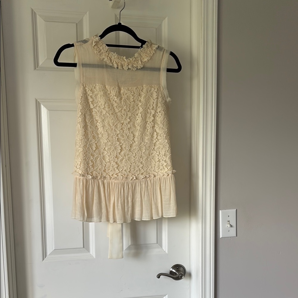 Adiva Cream Pleated Halter Babydoll Top